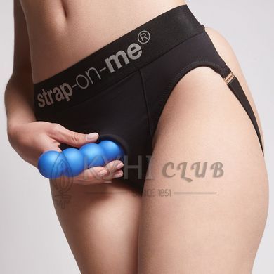 Насадка для страпона Strap-On-Me Dildo Plug Balls Blue Metallic L 107016 фото