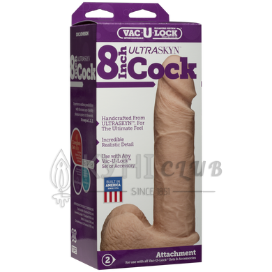 Фаллоимитатор Doc Johnson Vac-U-Lock - 8 Inch ULTRASKYN Cock White, диаметр 5,1см 109017 фото