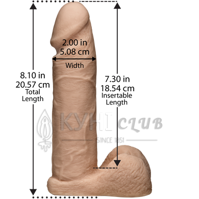 Фаллоимитатор Doc Johnson Vac-U-Lock - 8 Inch ULTRASKYN Cock White, диаметр 5,1см 109017 фото