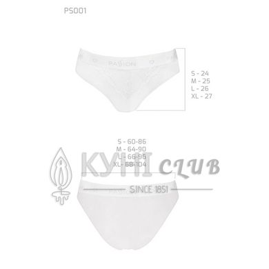 Трусики з широкою гумкою і мереживом Passion PS001 PANTIES L, white 102166 фото