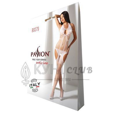Бодістокінг з імітацією панчох Passion BS079 white 102586 фото