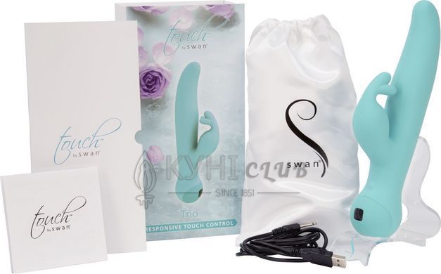 Вібратор-кролик Touch by SWAN - Trio Teal, сенсорне керування, ротація, діаметр 3,8 см 105774 фото