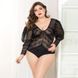 Мереживне боді JSY &laquo;Спокуслива Мері&raquo; Plus Size, Black, рукави-ліхтарики, дрібна сітка 106409 фото 1