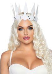 Корона злой королевы Leg Avenue Faux leather spiked crown White, искусственная кожа, заклепки 106028 фото