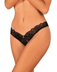 Мереживні стрінги Obsessive Donna Dream crotchless thong XS/S Black, відкритий доступ 106644 фото