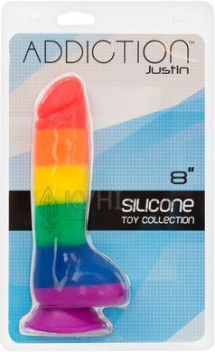 Радужный фаллоимитатор ADDICTION - JUSTIN - 8" - RAINBOW, 20,3 см, силикон 102417 фото
