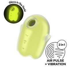 Вакуумний кліторальний стимулятор з вібрацією Satisfyer Glowing Ghost Yellow, світиться в темряві 109620 фото