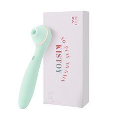 Вакуумний стимулятор з вібратором KISSTOY Polly Max Cyan 107546 фото