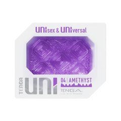 Унісекс-стимулятор Tenga UNI Amethyst, фіолетовий, візерунок у вигляді рельєфних квадратів, лубрикан 107826 фото