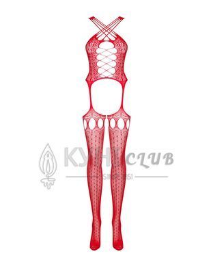 Бодистокинг Obsessive Bodystocking G313 S/M/L red, шнуровка, геометрический декор 105222 фото
