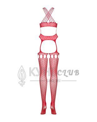 Бодистокинг Obsessive Bodystocking G313 S/M/L red, шнуровка, геометрический декор 105222 фото