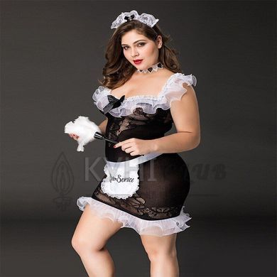 Костюм покоївки JSY &laquo;Слухняна Ельма&raquo; Plus Size Black, сукня, фартух, головний убір покоївки 106404 фото