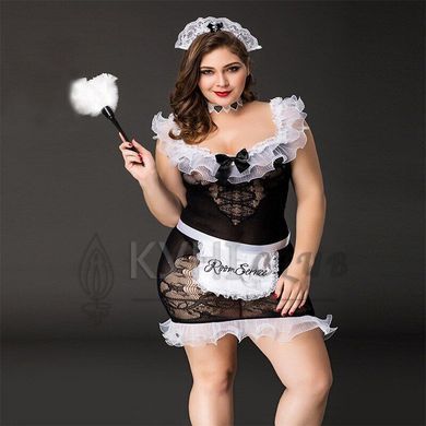 Костюм покоївки JSY &laquo;Слухняна Ельма&raquo; Plus Size Black, сукня, фартух, головний убір покоївки 106404 фото