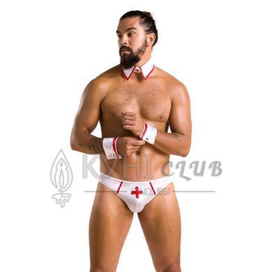 Комплект эротического мужского белья Passion 037 GREGORY S/M White, трусы, воротник, манжеты 105560 фото