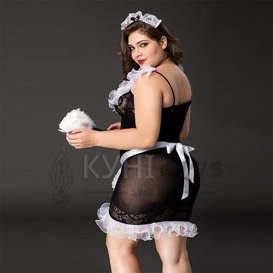 Костюм покоївки JSY &laquo;Слухняна Ельма&raquo; Plus Size Black, сукня, фартух, головний убір покоївки 106404 фото
