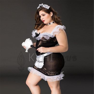 Костюм покоївки JSY &laquo;Слухняна Ельма&raquo; Plus Size Black, сукня, фартух, головний убір покоївки 106404 фото