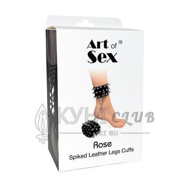 Поножі з шипами з натуральної шкіри Art of Sex, колір чорний 105367 фото