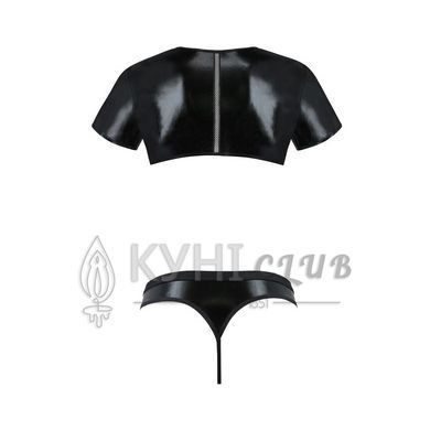 Комплект чоловічої білизни під латекс Passion 057 SET PETER L/XL Black, кроп-топ, стринги 105610 фото