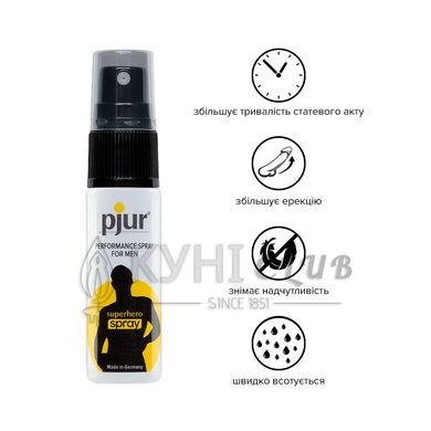 Пролонгувальний спрей pjur Superhero Spray 20 мл, всотується в шкіру, натуральні компоненти 100246 фото