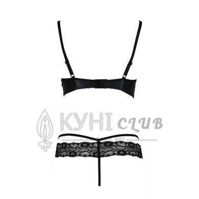 Комплект белья NORTH SET black L/XL - Passion Exclusive: лиф и трусики с элементами под латекс 101194 фото