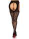 Стрип-колготки Leg Avenue Eyelet lace suspender hose, One Size, чорні, ажурні, з відкритим доступом 110095 фото 3