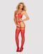 Бодистокинг Obsessive Bodystocking G313 S/M/L red, шнуровка, геометрический декор 105222 фото 3