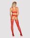 Бодистокинг Obsessive Bodystocking G313 S/M/L red, шнуровка, геометрический декор 105222 фото 4