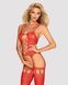Бодистокинг Obsessive Bodystocking G313 S/M/L red, шнуровка, геометрический декор 105222 фото 1