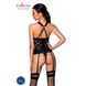 Сітчастий комплект з візерунком Passion HIMA CORSET L/XL black корсет з халтером, підв'язки, трусики 102935 фото 2