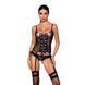 Корсет зі шнурівкою Passion NESSY CORSET S/M black, стрінги з відкритим доступом, пажі для панчіх 106325 фото 1
