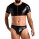 Комплект чоловічої білизни під латекс Passion 057 SET PETER L/XL Black, кроп-топ, стринги 105610 фото 1