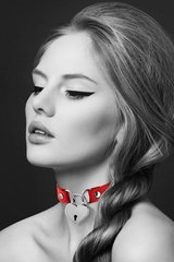 Чокер з замочком-сердечком Bijoux Pour Toi - HEART LOCK Red, екошкіра 100658 фото