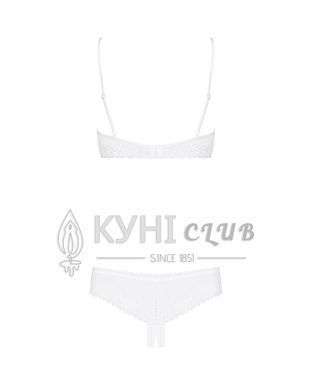 Эротический комплект с бюстгальтером-получашкой Obsessive Alabastra L/XL, белый, трусики с доступом 105179 фото