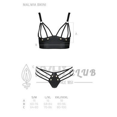 Комплект из эко-кожи с люверсами и ремешками Malwia Bikini black L/XL &mdash; Passion, бра и трусики 103660 фото