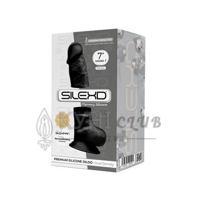 Фалоімітатор SilexD Johnny Black (MODEL 1 size 7in), двошаровий, силікон+Silexpan, діаметр 3,8см 108844 фото