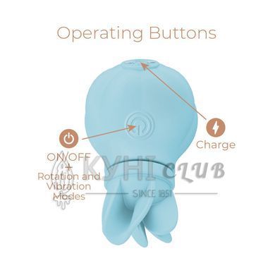 Вібратор Adrien Lastic Caress Blue з насадками для стимуляції ерогенних зон, які обертаються. 107968 фото