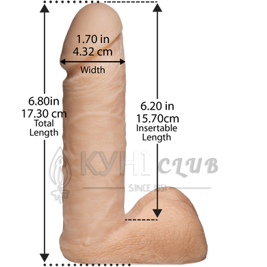 Фалоімітатор Doc Johnson Platinum TRUSKYN - The Tru Ride 6 Inch, діаметр 4,3 см, двошаровий силікон 109221 фото