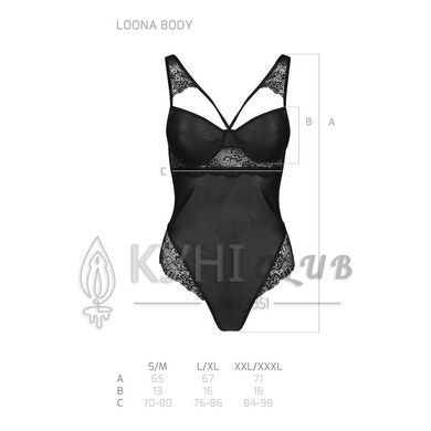 Боди из эко-кожи и кружева Loona Body black L/XL - Passion 102941 фото