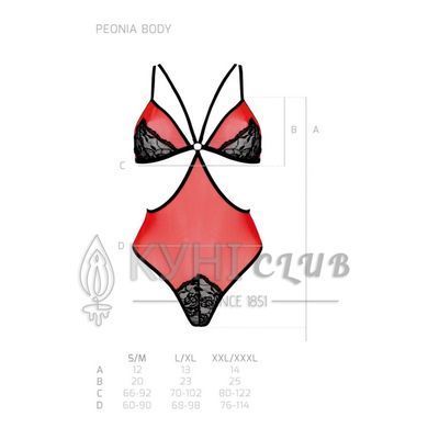 Полупрозрачное боди с кружевом Passion PEONIA BODY S/M red 106331 фото