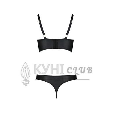 Комплект из эко-кожи с люверсами и ремешками Malwia Bikini black L/XL &mdash; Passion, бра и трусики 103660 фото