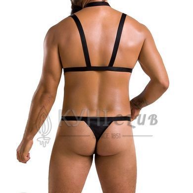 Комплект чоловічої білизни зі стреп Passion 039 SET ANDREW S/M Black, стринги, шлейки 105566 фото