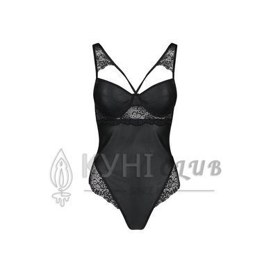Боди из эко-кожи и кружева Loona Body black L/XL - Passion 102941 фото