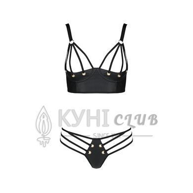 Комплект из эко-кожи с люверсами и ремешками Malwia Bikini black L/XL &mdash; Passion, бра и трусики 103660 фото