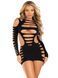 Мини-платье Leg Avenue Shredded cut-out mini dress, One Size, черное, длинный рукав, фигурные вырезы 110101 фото 1