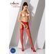 Еротичні колготки-бодістокінг Passion S006 red, імітація панчіх у велику сітку та пояса 101142 фото 2