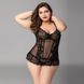 Кружевной корсет JSY &laquo;Сексуальная Белла&raquo; Plus Size Black, мелкая сетка, гипюр, чашки с косточками 106410 фото 2