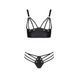 Комплект из эко-кожи с люверсами и ремешками Malwia Bikini black L/XL &mdash; Passion, бра и трусики 103660 фото 3