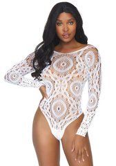 Еротичне боді-бодістокінг Leg Avenue Snap crotch thong back teddy White M/L 107154 фото
