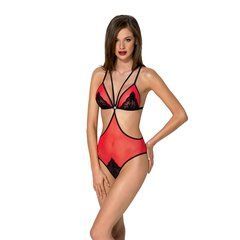 Напівпрозоре боді з мереживом Passion PEONIA BODY XXL/XXXL red 106332 фото
