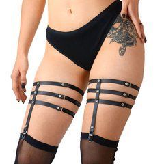 Гартери зі стразами Art of Sex - Floy, натуральна шкіра, Розмір XS - 2XL, колір Чорний 105479 фото
